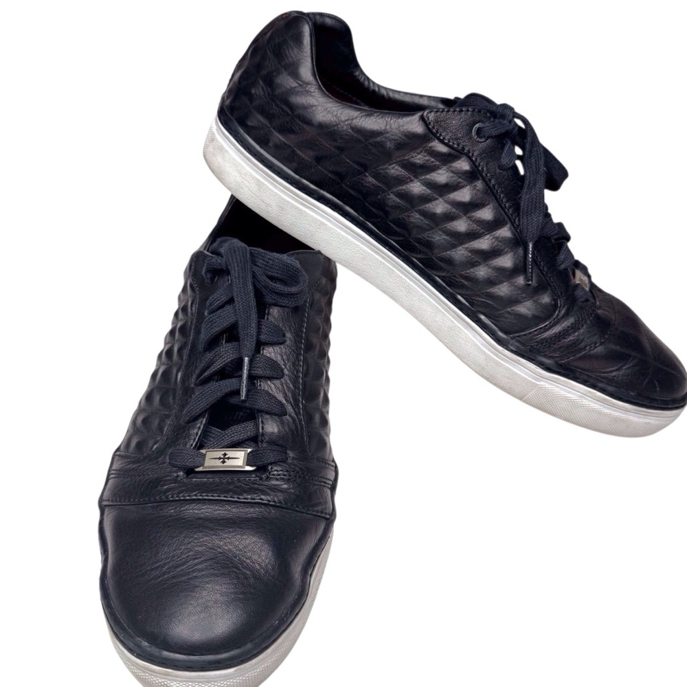 Mark Nason Fashion Sneakers Black Quilted Diamond Textured Leather Men’s US 11.5